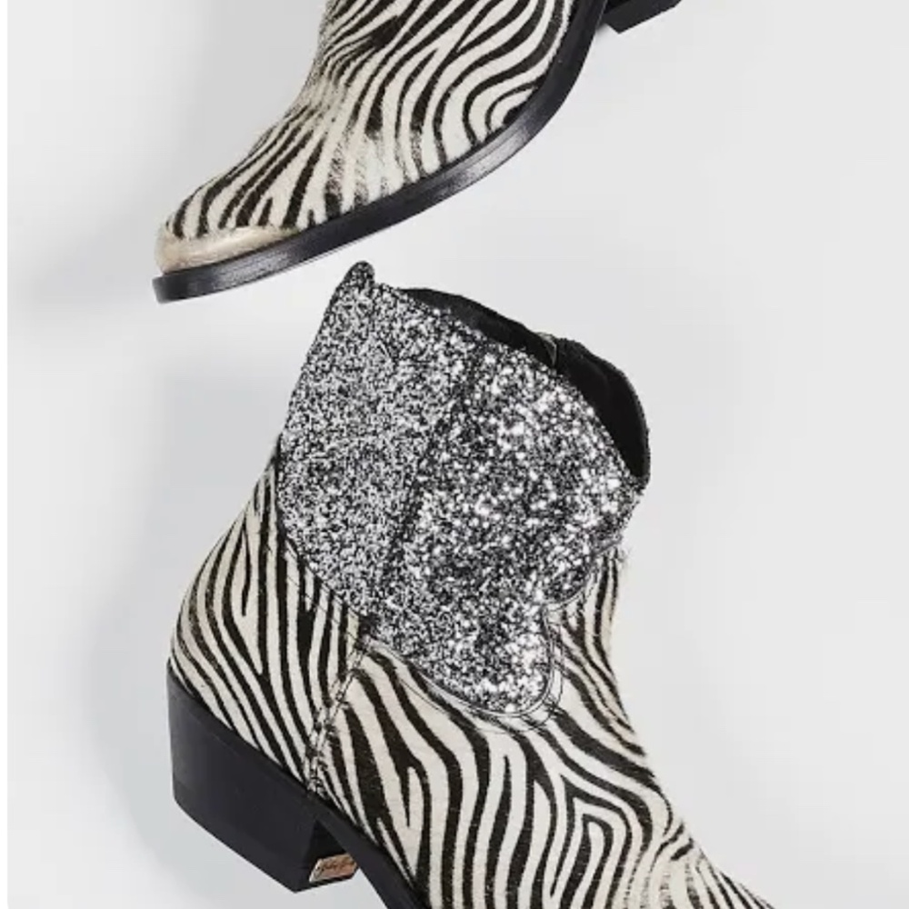 Golden Goose Zebra and glitter western boots
